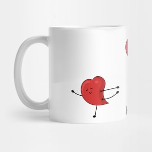 Open your heart illustration with red cartoon character doing yoga Mug